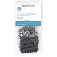 Strass Sortidas - Cristal, Preto Metálico e Preto - Silhouette - 3mm e 4mm