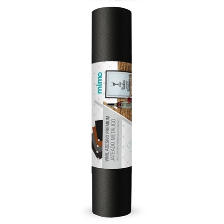 Adesivo Vinil Permanente Jateado Metálico Preto - Mimo - 30cm X 1,75m